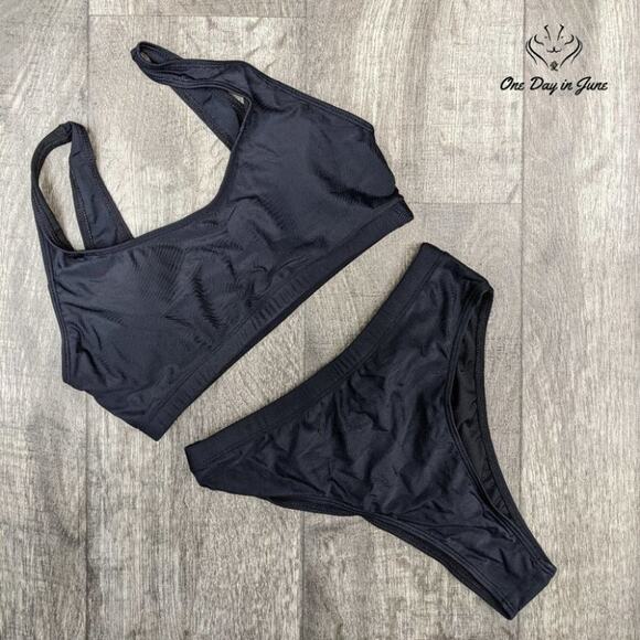 Pink Queen Crop Top High Waist Bikini Swimsuit Size M - Picture 3 of 4